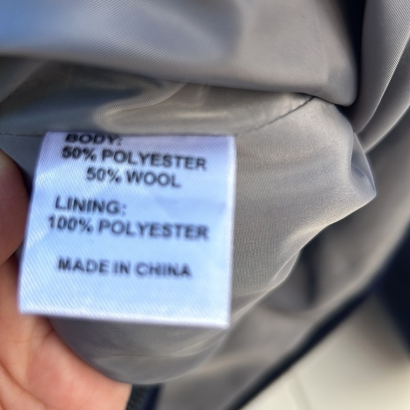 Qilo Wool Blend Navy Blue Coat Full Zip Jacket Size Medium Fall Winter Luxury - Picture 6 of 9